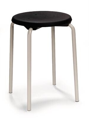 Sgabello impilabile, seduta PU nero, cremagliera grigio chiaro, H 500 mm 1 Pezzo