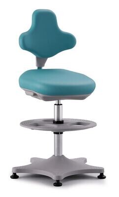 Laboratory chair Labster 3, mint, glides, feet and foot ring, seat height 550-800 mm 1 piece