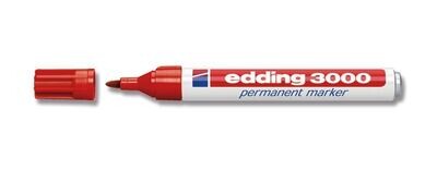 Marcador permanente, edding®, 3000, rojo, punta redonda, 1,5 - 3 mm 10 uds.