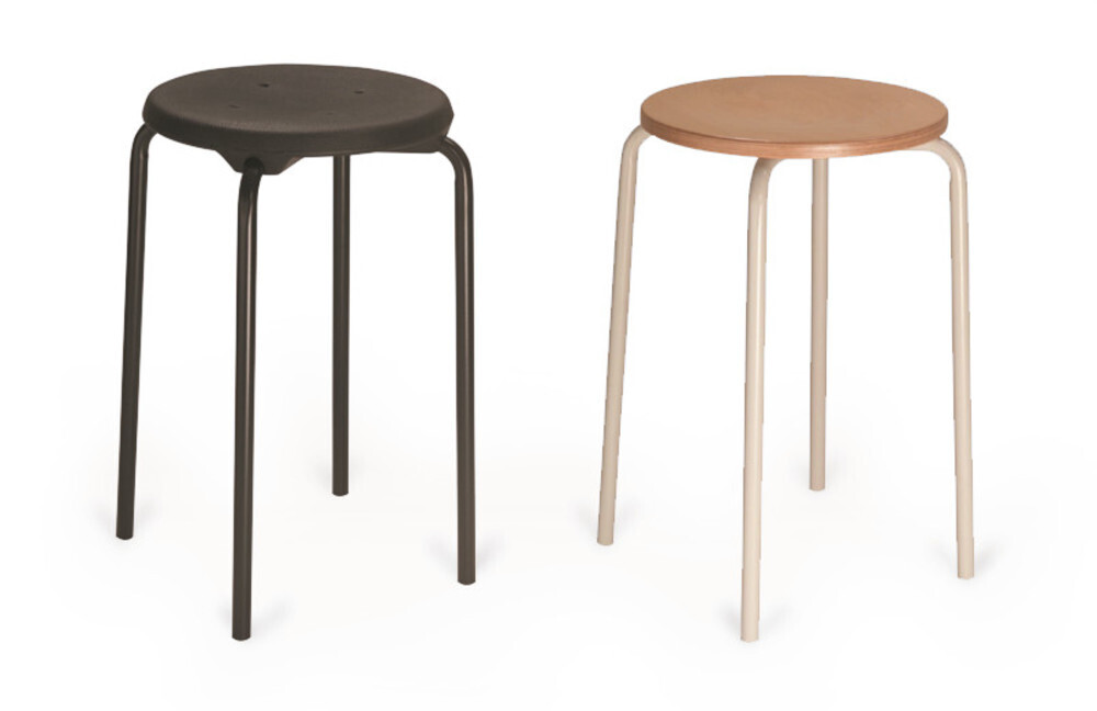 Stacking stool, seat PU black, rack light gray, H 580 mm 1 Piece