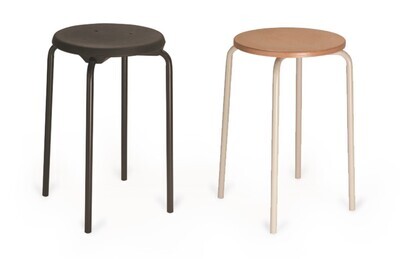 Tabouret empilable, assise PU noir, crémaillère gris clair, H 580 mm 1 pièce