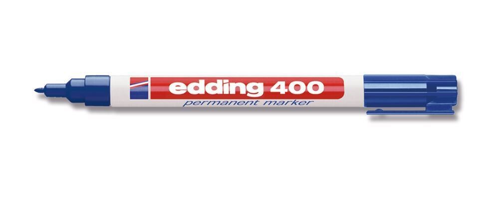 Permanent marker, edding®, 400, blue, round tip, fine, 1 mm 10 pcs