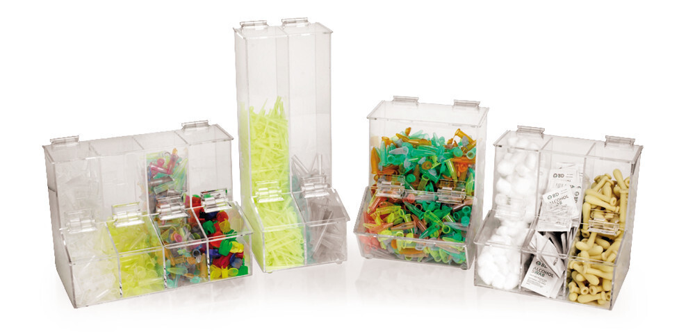 Sorting bin for small parts, 3 compartments 1 piece