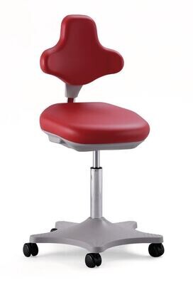 Laboratory chair Labster 2, red, rollers, seat height 450-650 mm 1 pc