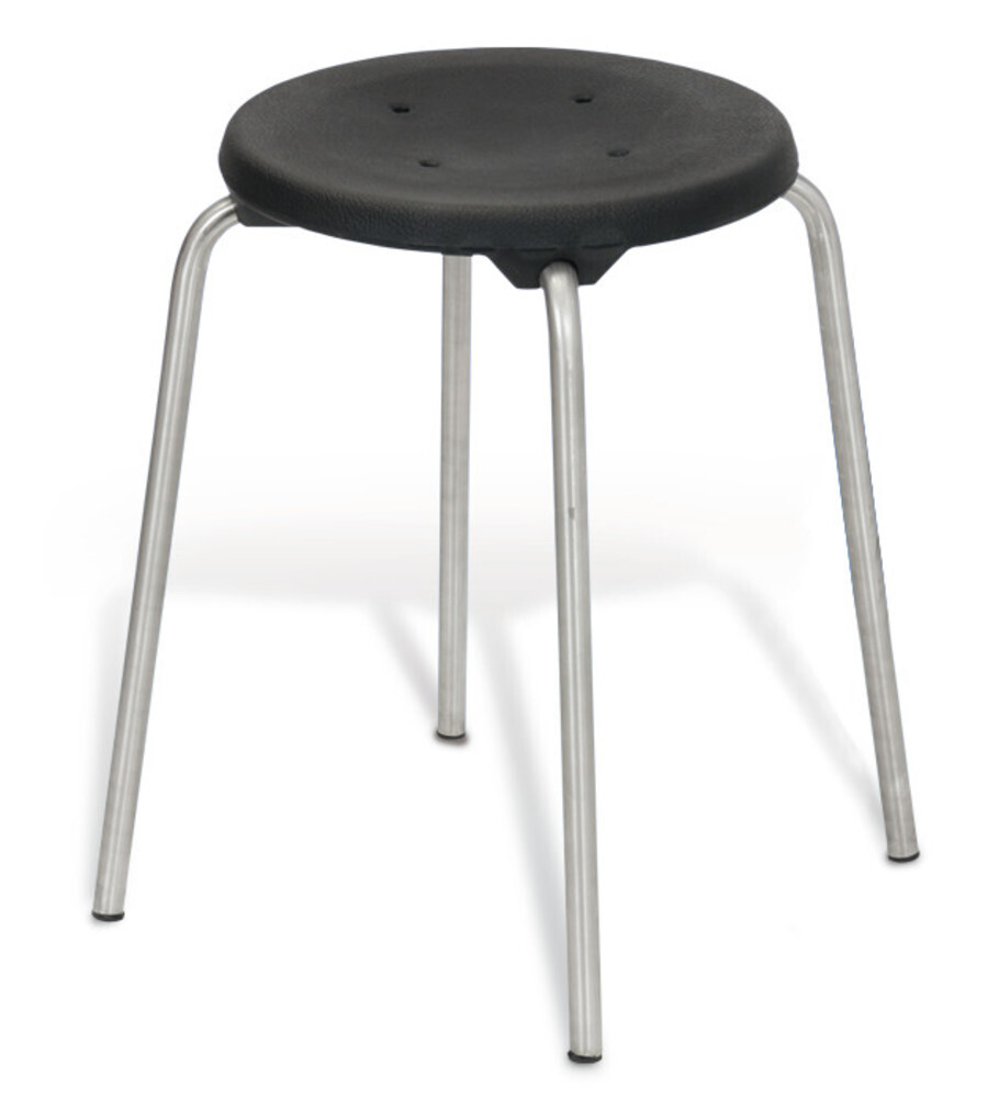 Sgabello impilabile, acciaio inox, seduta nera, altezza 580 mm 1 Pezzo