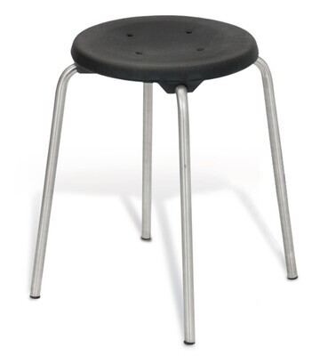 Sgabello impilabile, acciaio inox, seduta nera, altezza 580 mm 1 Pezzo