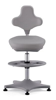 Laboratory chair Labster 3, gray, glides, feet and foot ring, seat height 550-800 mm 1 piece