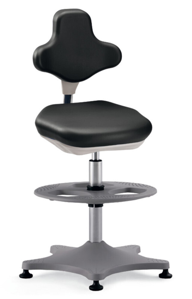 Laboratory chair Labster 3, black, glides, feet and foot ring, seat height 550-800 mm 1 piece