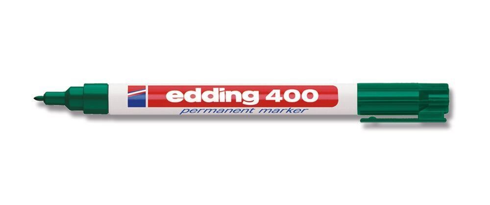 Permanent marker, edding®, 400, green, round tip, fine, 1 mm 10 pcs