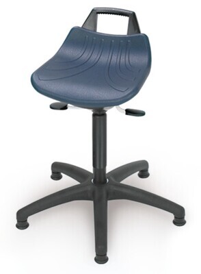Hocker und Stehhilfen, hoch, Sitzfläche PU, blau, Gleitfüße 1 Stück
