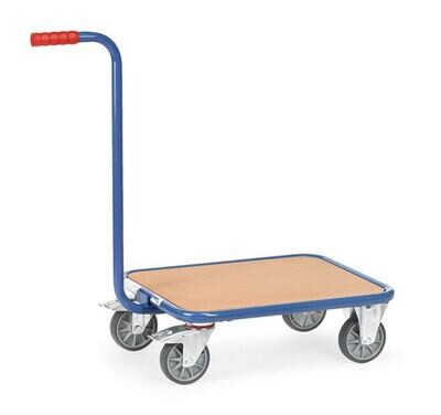Platform trolley with handle, steel, Platform wood (beech decor) 1 pc