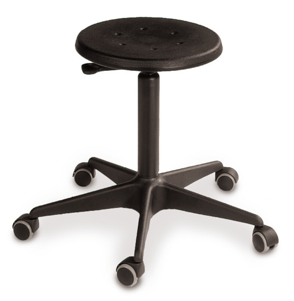 Stool model standard, castors, PU, black, seat height 420 - 620 mm 1 pc
