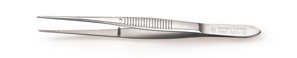 Micro tweezers grooved straight, 115 mm 1 piece