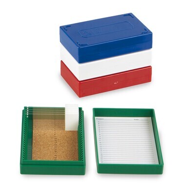 Specimen slide boxes ROTILABO® Hinged lid, Number of spaces required, 25, red 1 piece