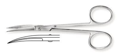 Microscopy scissors for left-handers curved 1 piece