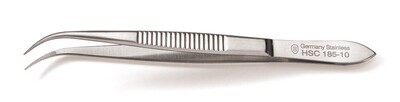Micro tweezers grooved curved, 130 mm 1 piece