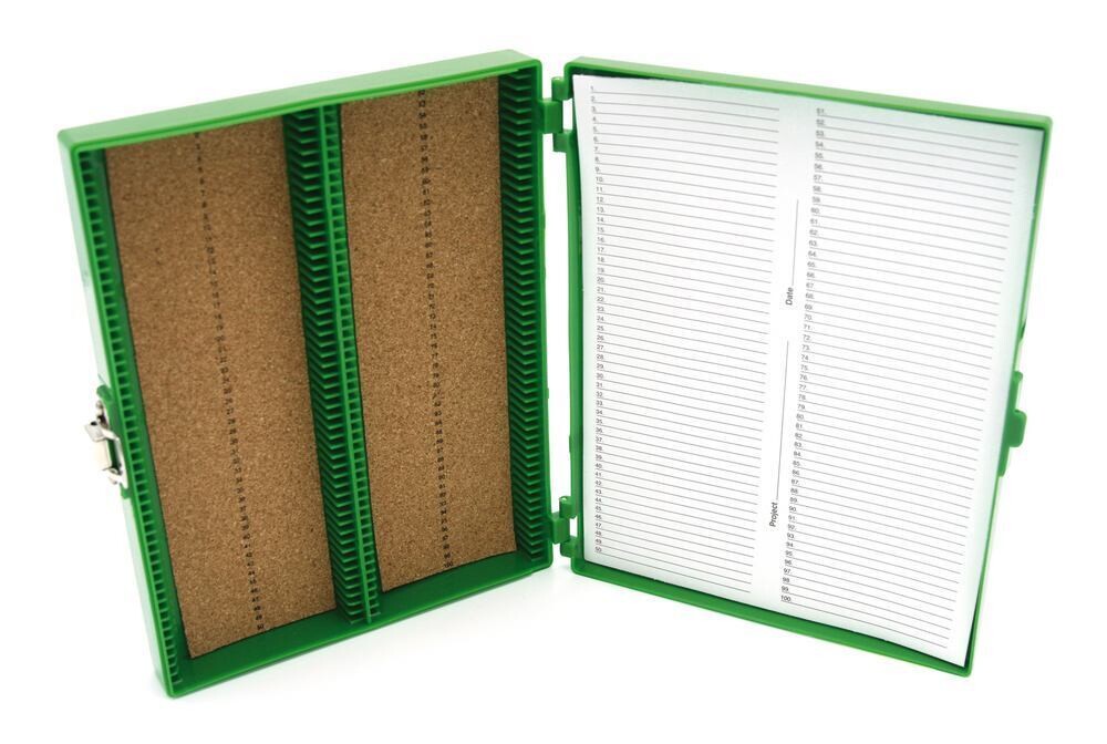 Objektträgerboxen ROTILABO® Klappdeckel, grün 1 Stück