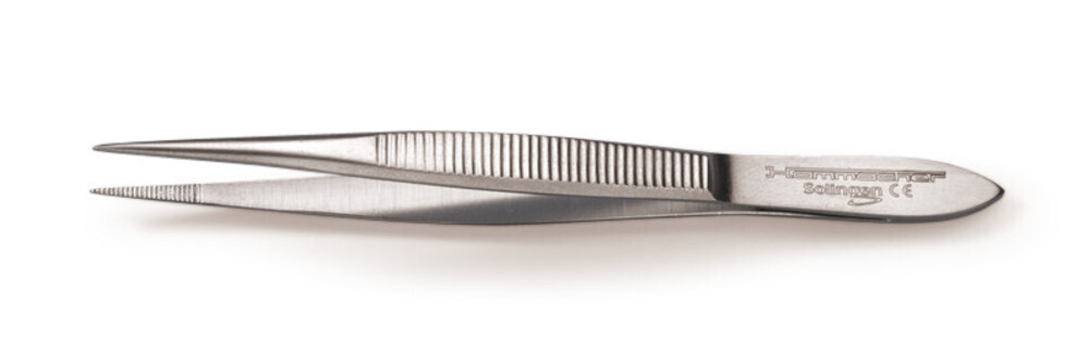 Micro tweezers grooved straight, 130 mm 1 piece