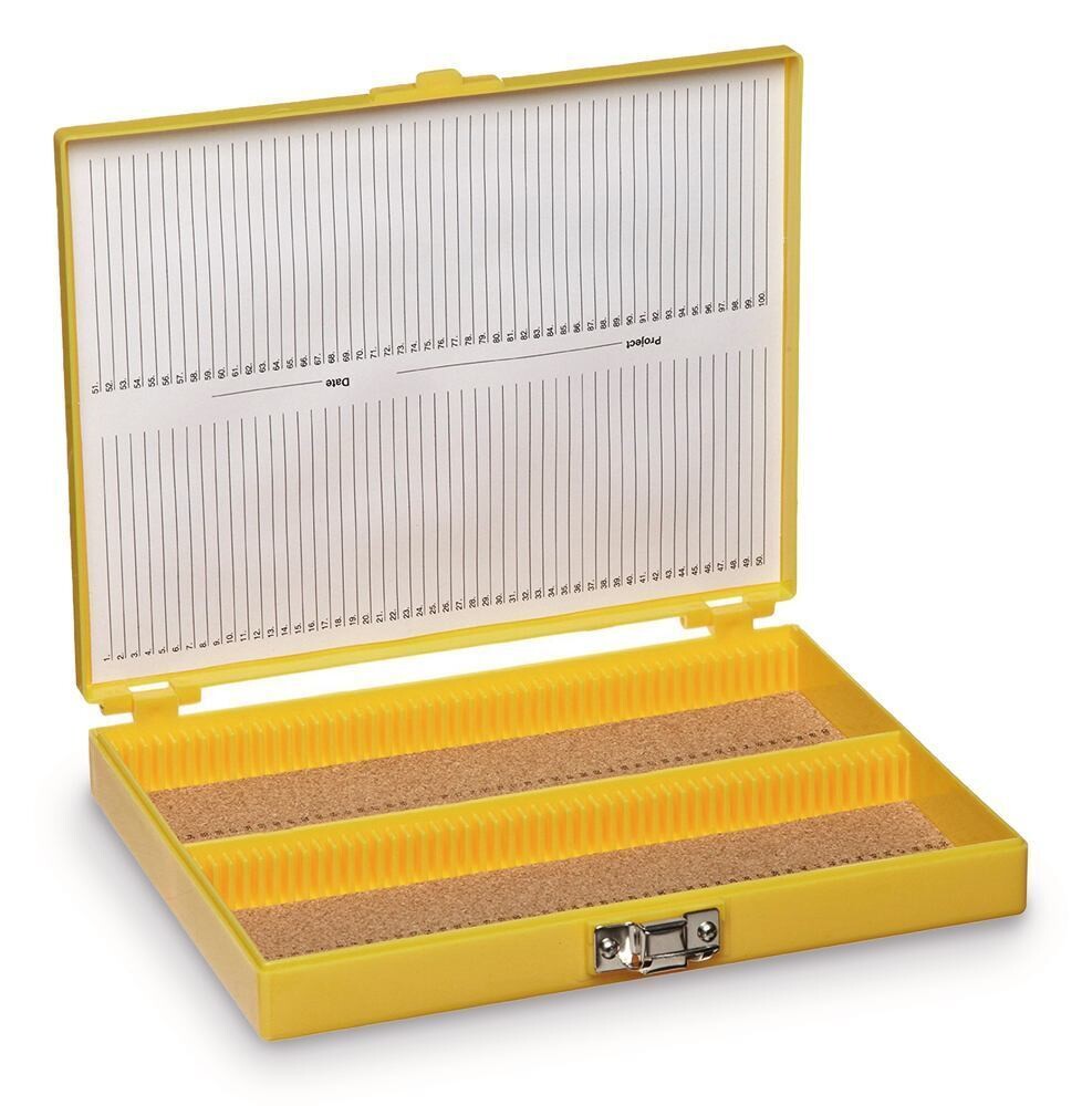 Microscope slide boxes ROTILABO® Hinged lid, yellow 1 piece