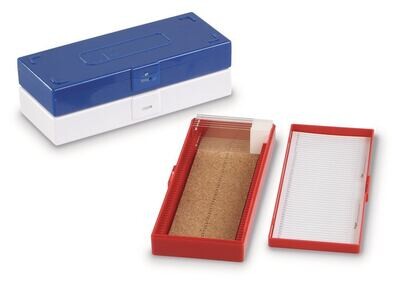 Objektträgerboxen ROTILABO® Klappdeckel, Anzahl der benötigten Plätze, 50, rot 1 Stück