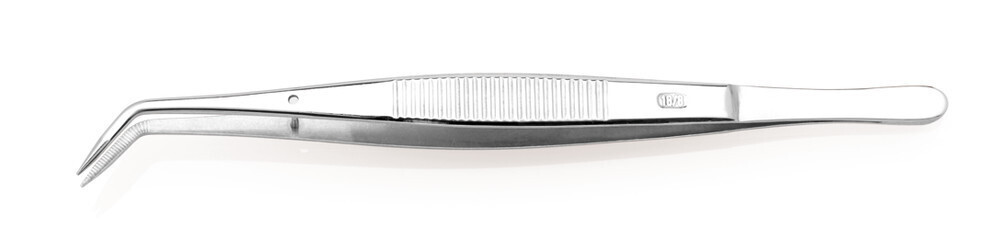 Tweezers with guide pin curved, 130 mm 1 piece