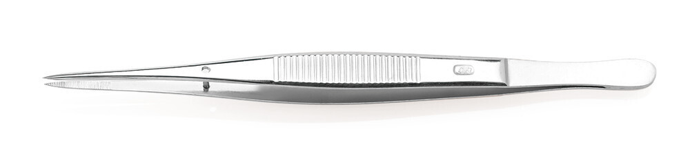 Tweezers with guide pin straight, 130 mm 1 piece