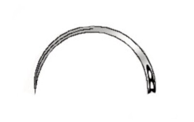 Surgical needles, fig. 14, 23 mm, 1/2 round, triangular 12 pieces
