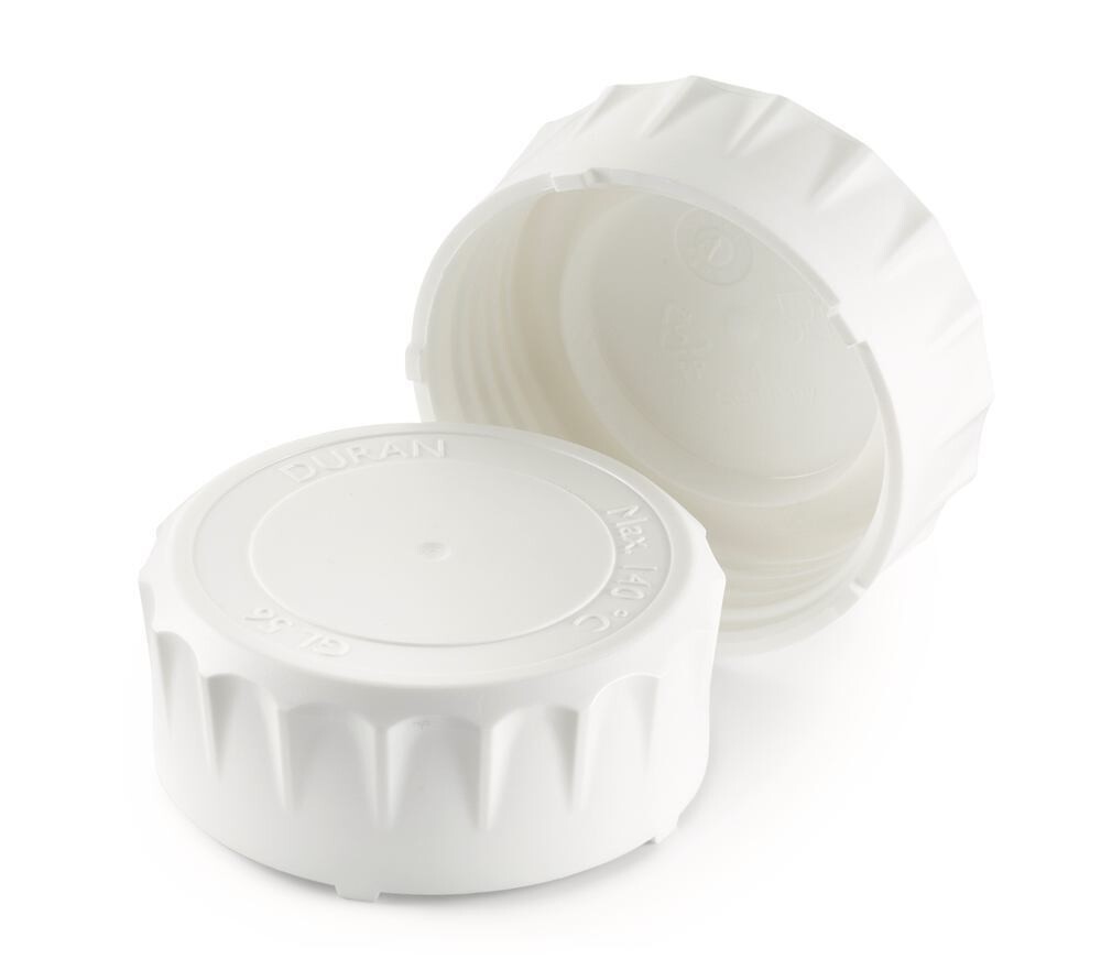 Accessories for cell culture media bottle DURAN® TILT, Spare screw caps GL 56, PP, white 10 pieces