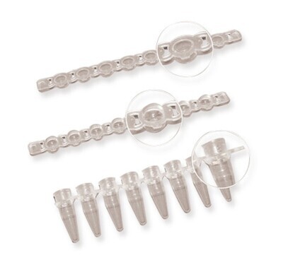 Tiras PCR 8 tiras de tapa separadas, tapa plana 250 uds.