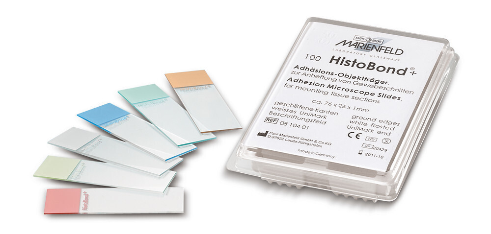 Adhesion slides Histobond® Edges ground 90°, pink 100 pcs