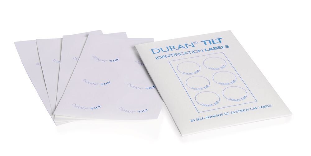 Accessories for cell culture media bottle DURAN® TILT, Labels, polyester, white, 40 mm 60 pieces