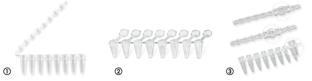 PCR strips 8 adherent individual lids, Low Profile, flat lid 120 pcs