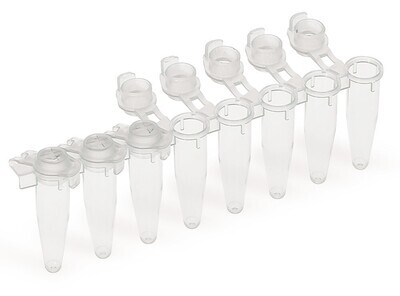 PCR strips 8 Lid domed, yellow 125 pcs