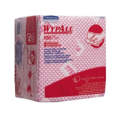 Panni per la pulizia multipli WYPALL® X80 Plus, 19127, bianco/rosso 30 Pezzi