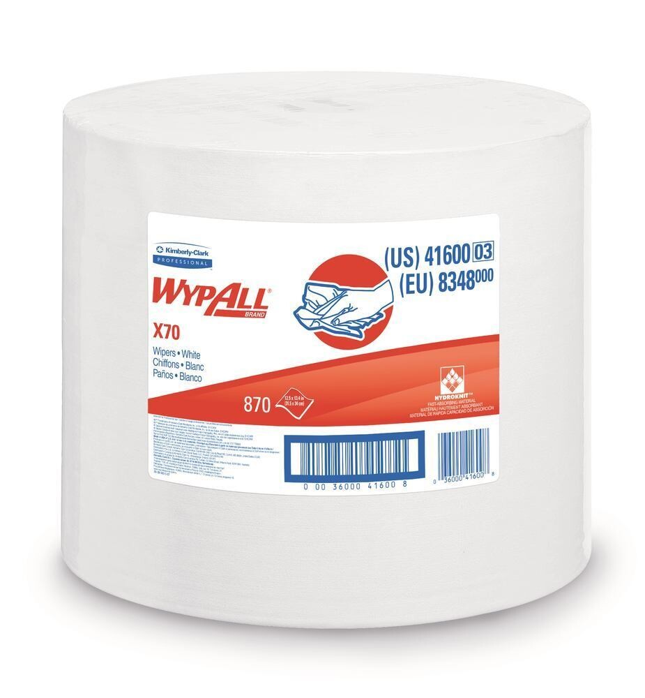 Multiple Cleaning Wipes WYPALL® X70 Pre-Punched Wipes on Roll, 8348, 870 Wipes 1 Piece
