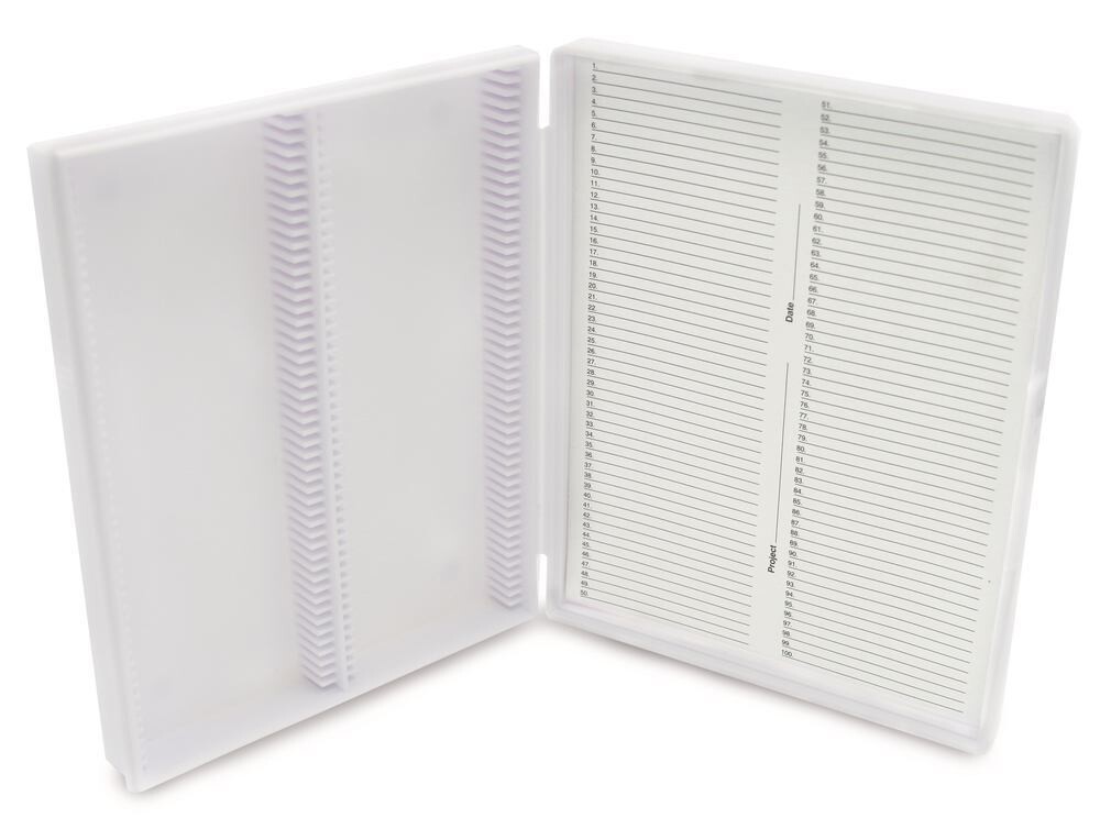 Slide boxes, Number of spaces required, 100, white 1 piece