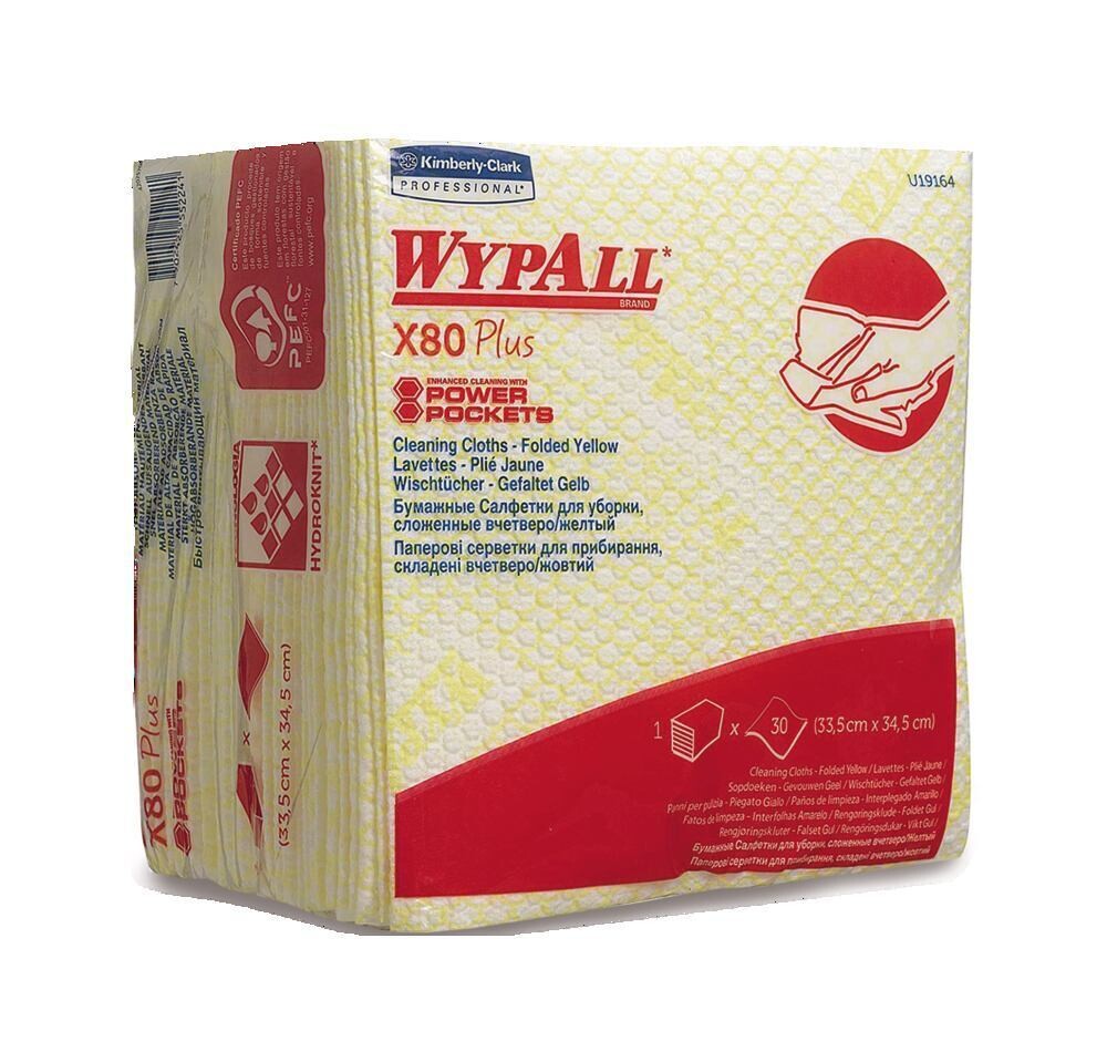 Multiple cleaning cloths WYPALL® X80 Plus, 19164, white/yellow 30 Pieces