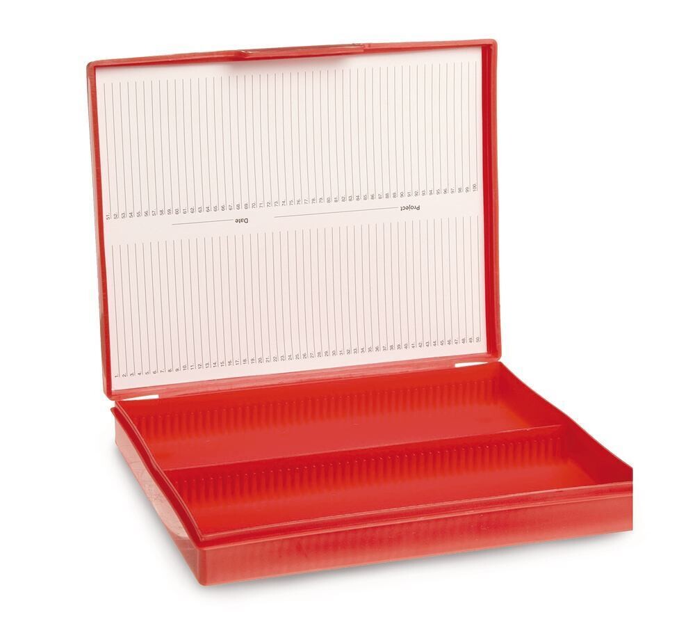 Slide boxes, Number of spaces required, 100, red 1 piece