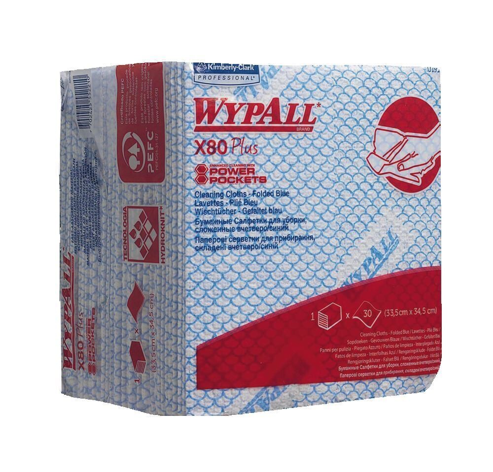 Mehrfach-Reinigungstücher WYPALL® X80 Plus, 19139, weiß/blau 30 Stück