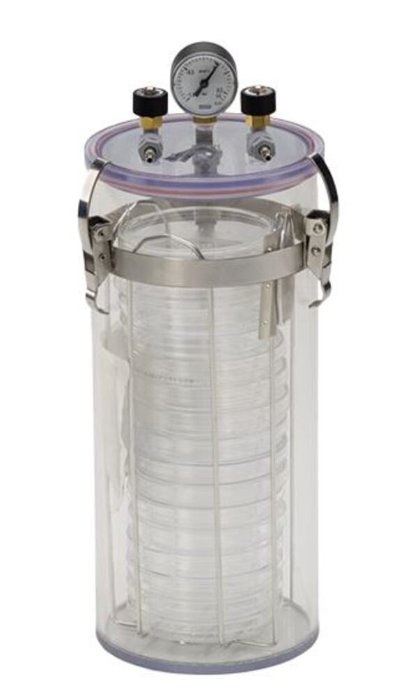 Anaerobic Jars with angle valves and pressure gauge, crystal 1 piece