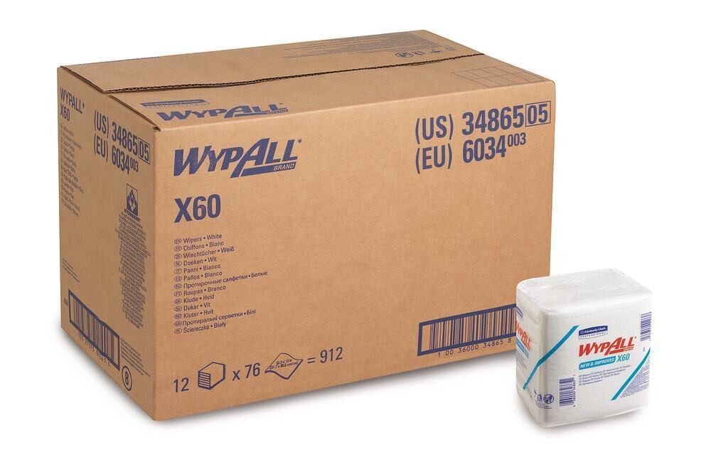 Multiple cleaning cloths WYPALL® X60 Cloths folded in four in a bag 912 pcs