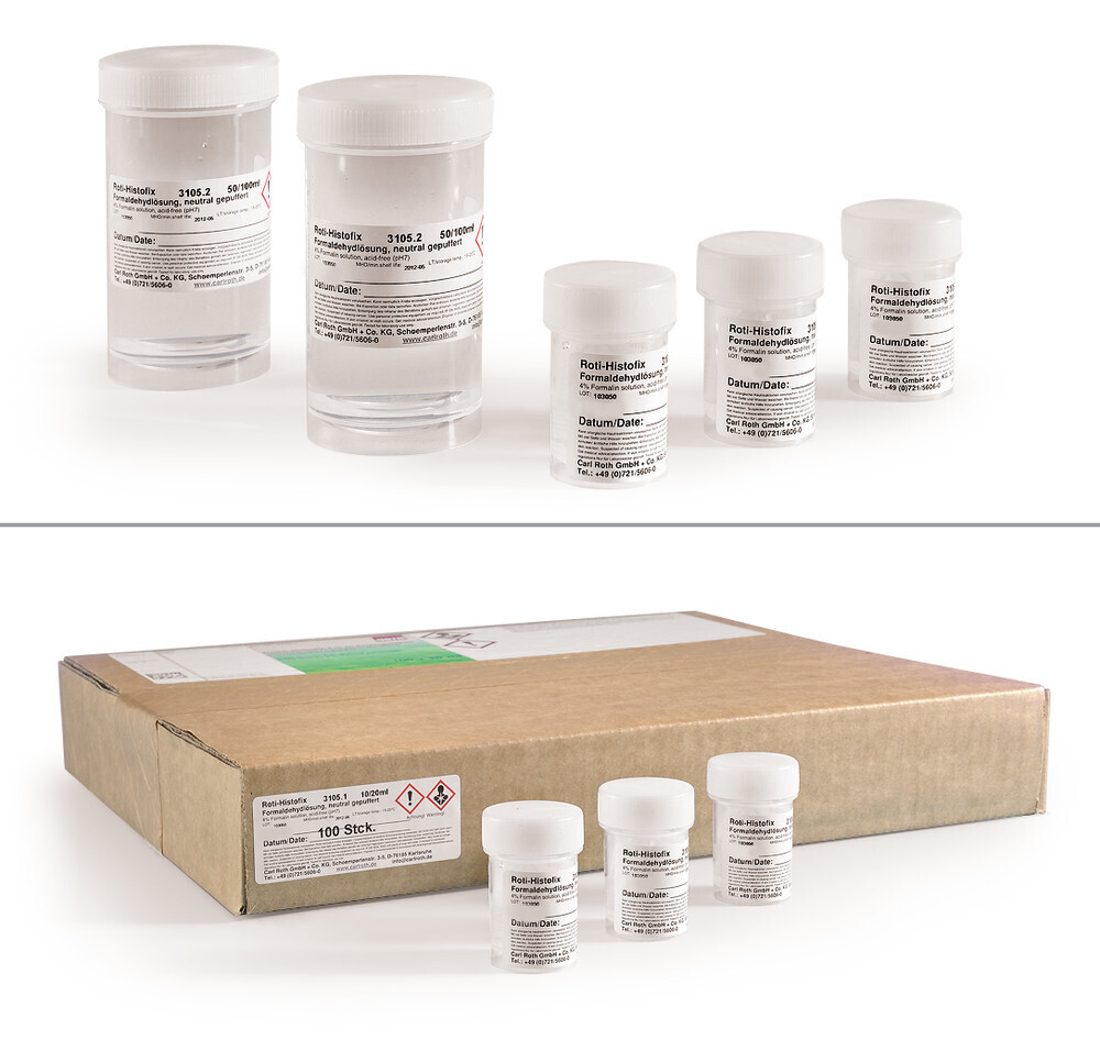 ROTI®Histofix, contenitori preriempiti, 100 pezzi, 100 x 10 ml