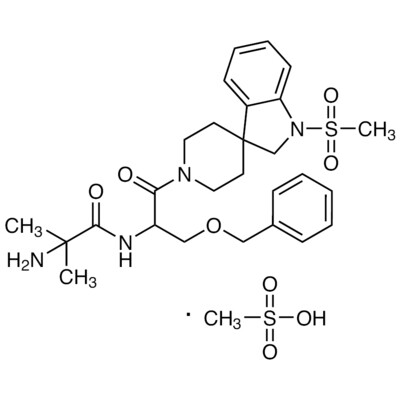 2-Amino-N-[3-(benzyloxy)-1-[1-(methylsulfonyl)spiro[indoline-3,4&#39;-piperidin]-1&#39;-yl]-1-oxopropan-2-yl]-2-methylpropanamide Methanesulfonate&gt;98.0%(HPLC)(T)1g