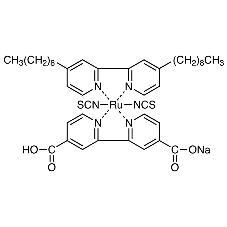 Bis(isothiocyanato)(2,2'-bipyridyl-4,4'-dicarboxylato)(4,4'-dinonyl-2,2'-bipyridyl)ruthenium(II) Sodium Salt>85.0%(HPLC)200mg
