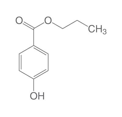 4-Hydroxybenzoic acid propyl ester, min. 98%, Ph. Eur., USP, 500 g, plastic packaging.