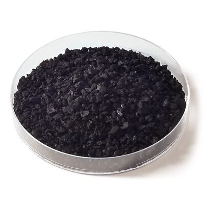 Activated charcoal, 1-3 mm, made of peat, grey, steam-activated, 1 kg, plastic packaging.