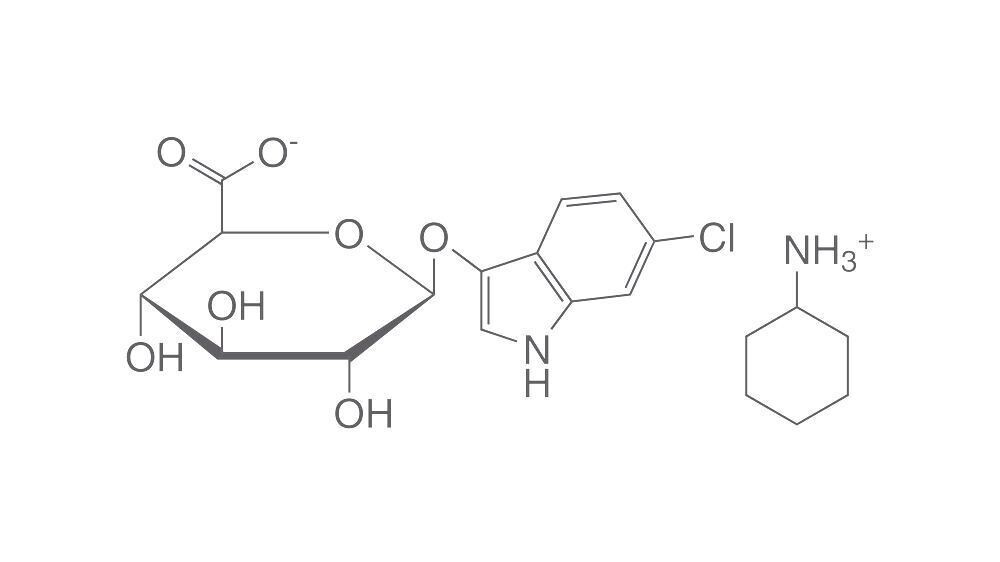 6-Chloro-3-indoxyl-β-D-glucuronic acid cyclohexylammonium salt, 100 mg, &gt;=98%