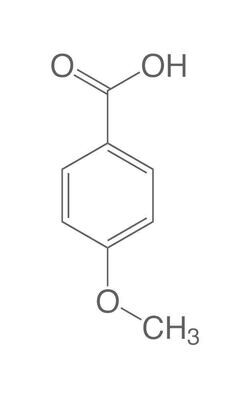 Acido 4-anisico, minimo 98%, 500 g, confezione in plastica.