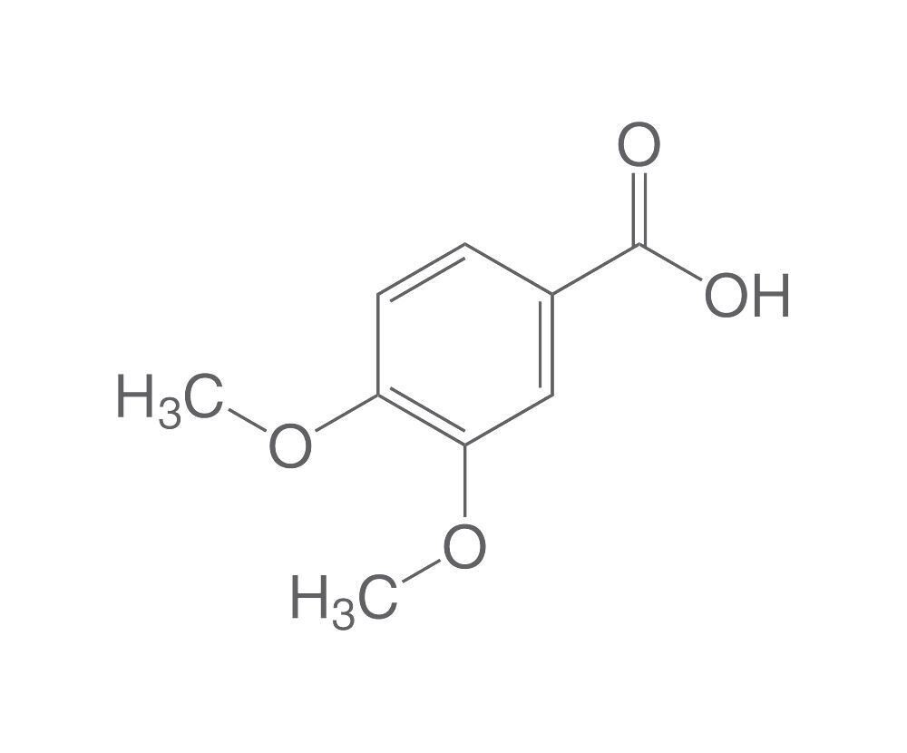 Acido 3,4-dimetossibenzoico, minimo 99%, per sintesi, 250 g, confezione in plastica.