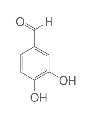 3,4-Dihidroxibenzaldehído, mínimo 98 %, 25 g, envase de plástico.